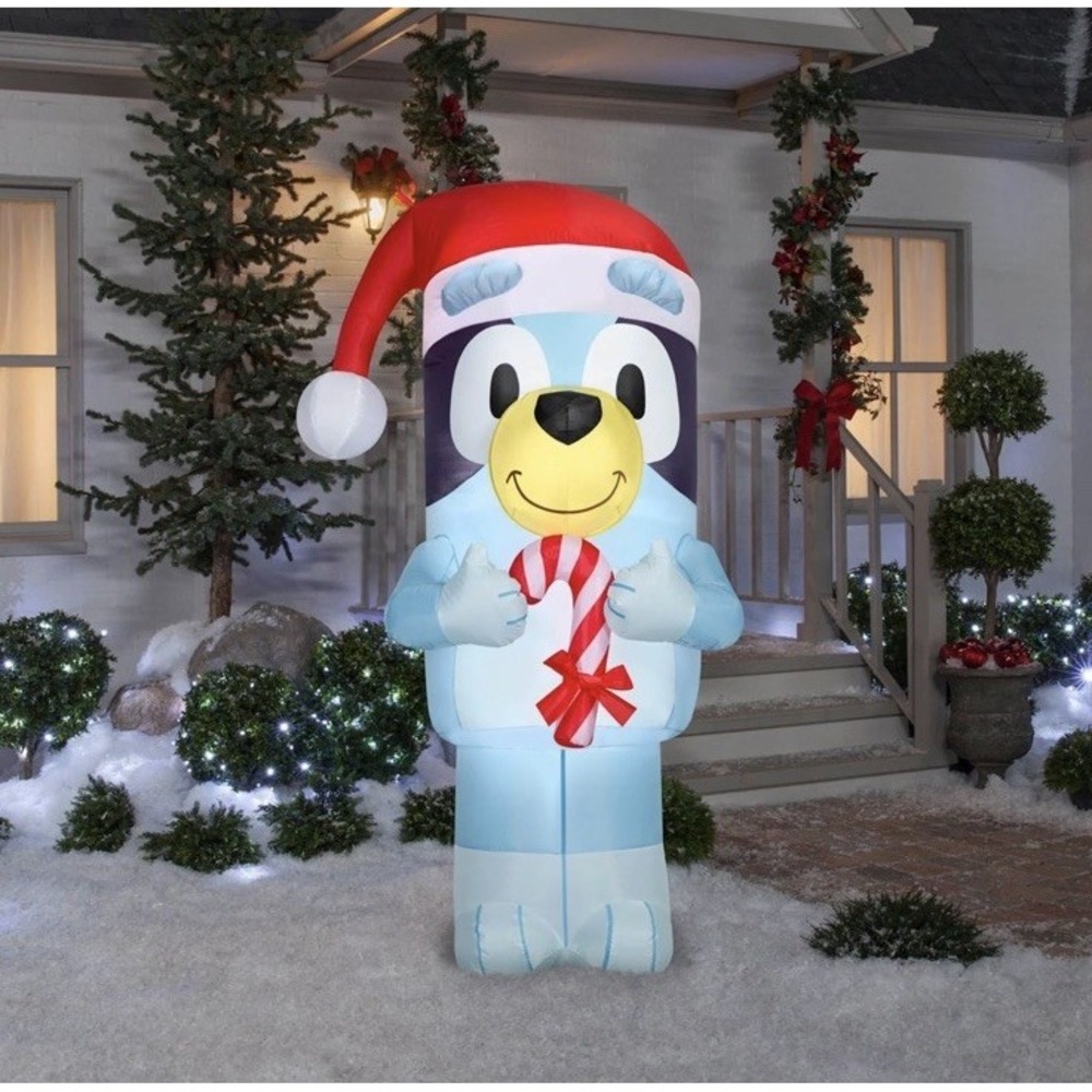 Bluey Santa Hat Candy Cane 6.5' Lighted Christmas Inflatable NEW